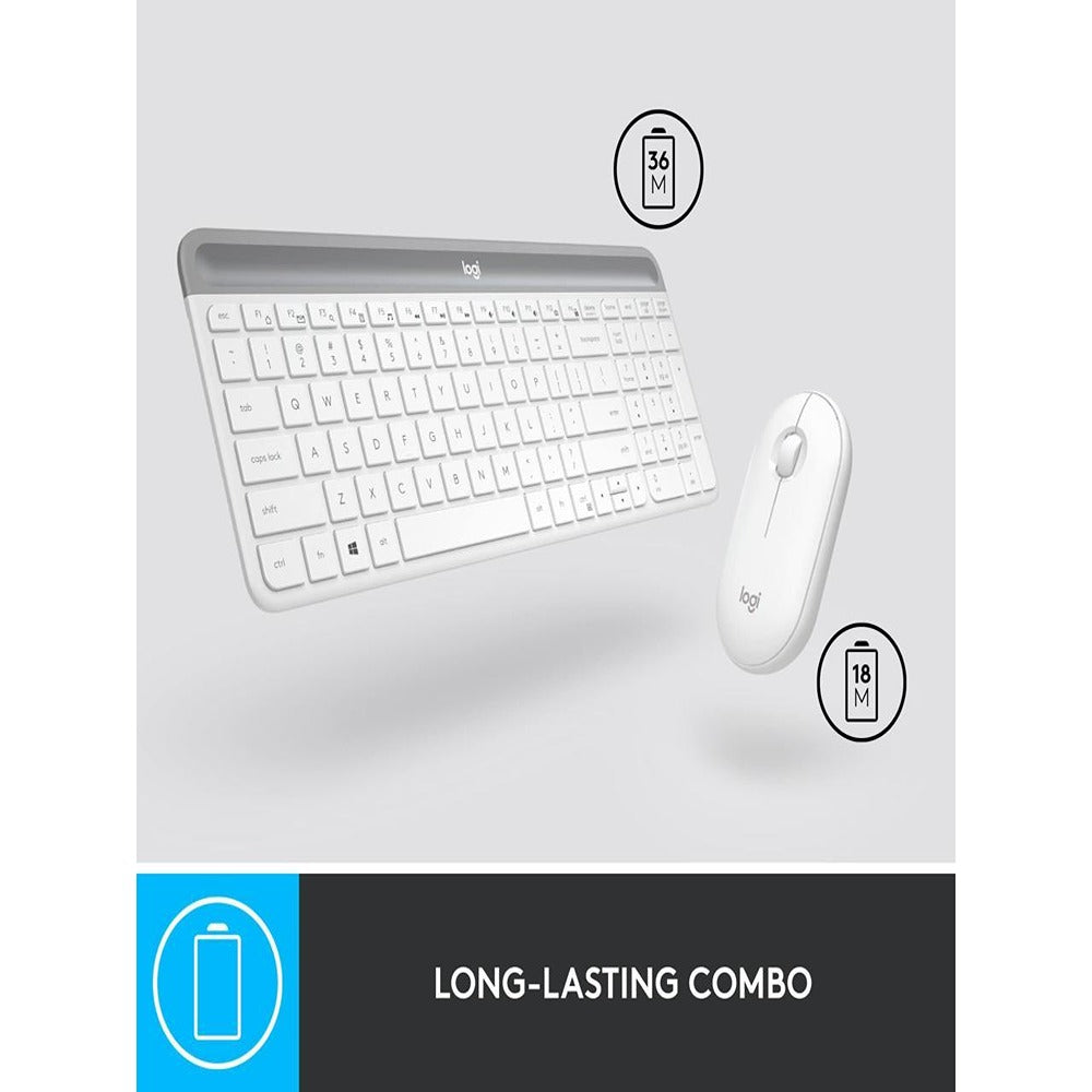 Logitech MK470 Slim Wireless Keyboard and Mouse Combo OffWhite