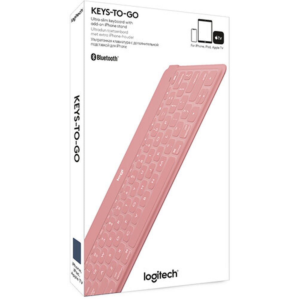 Logitech KeysToGo Ultra slim keyboard with addon iPhone stand (Blush)