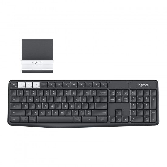 Logitech Bluetooth K375s Multi-Device Wireless Keyboard and Stand Combo, Graphite, Off White