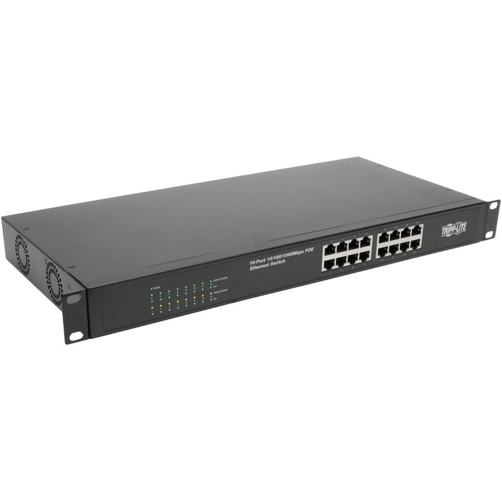 Tripp Lite 16-Port Gigabit Ethernet Switch Unmanaged w/PoE+ 260W Metal 10/100/1000 Mbps Rackmount / Desktop 1URM (NG16POE)