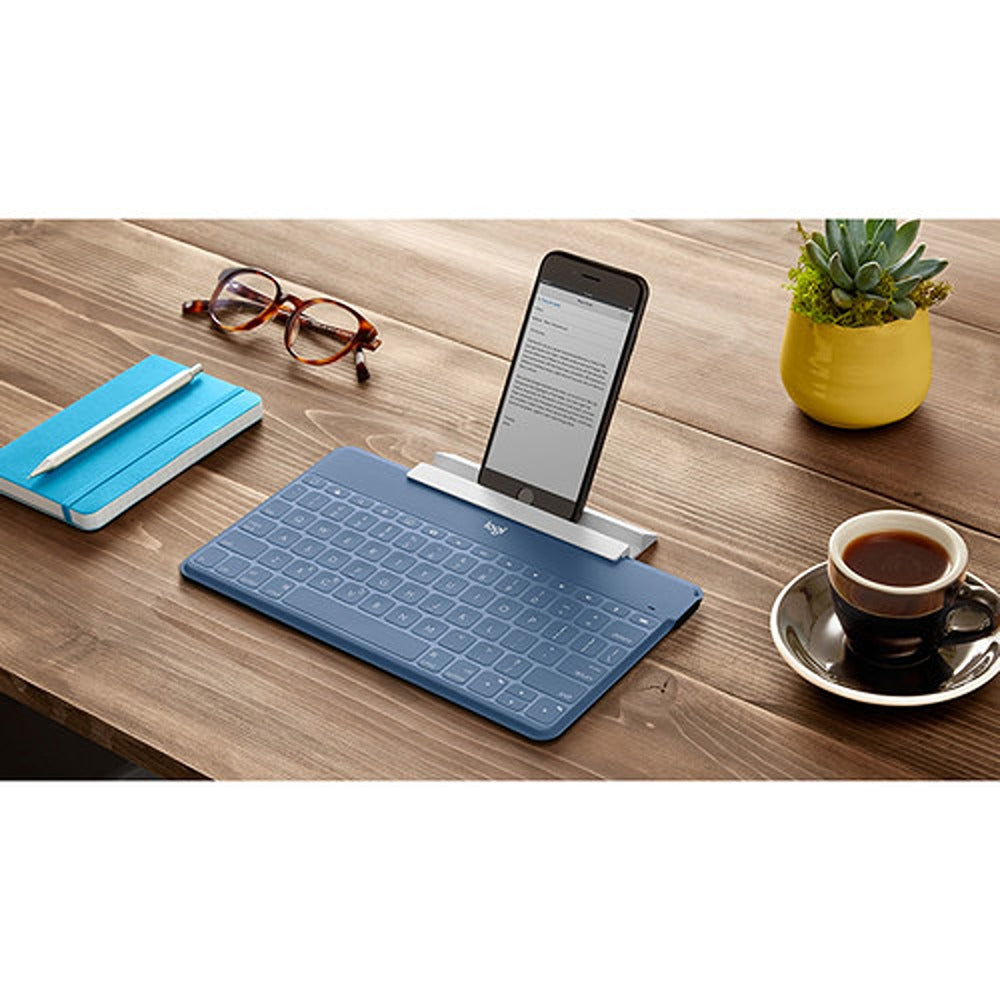 Logitech KeysToGo Ultra slim keyboard with addon iPhone stand (Smoke Blue)