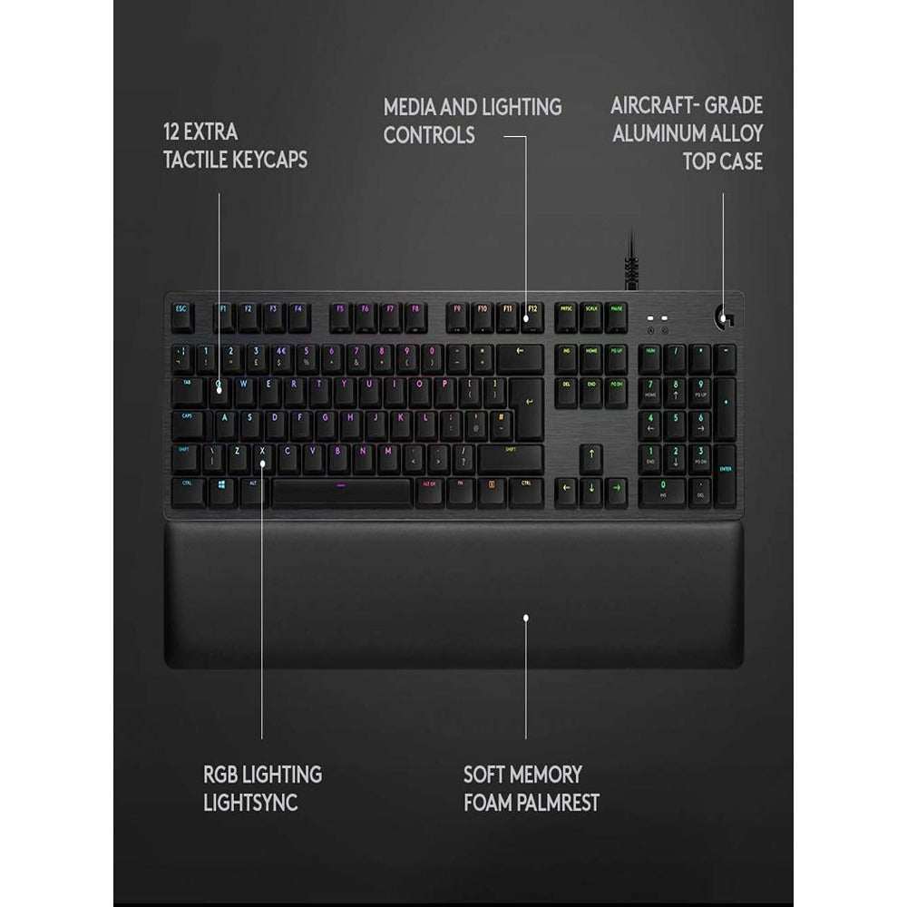 Logitech G513 Carbon Lightsync RGB Mechanical Gaming Keyboard with GX Brown Switches (Tactile)