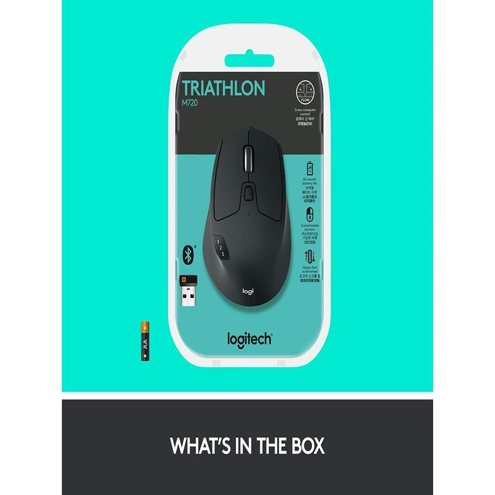 M720 Triathlon MultiDevice Wireless Bluetooth and USB Mouse (Black)