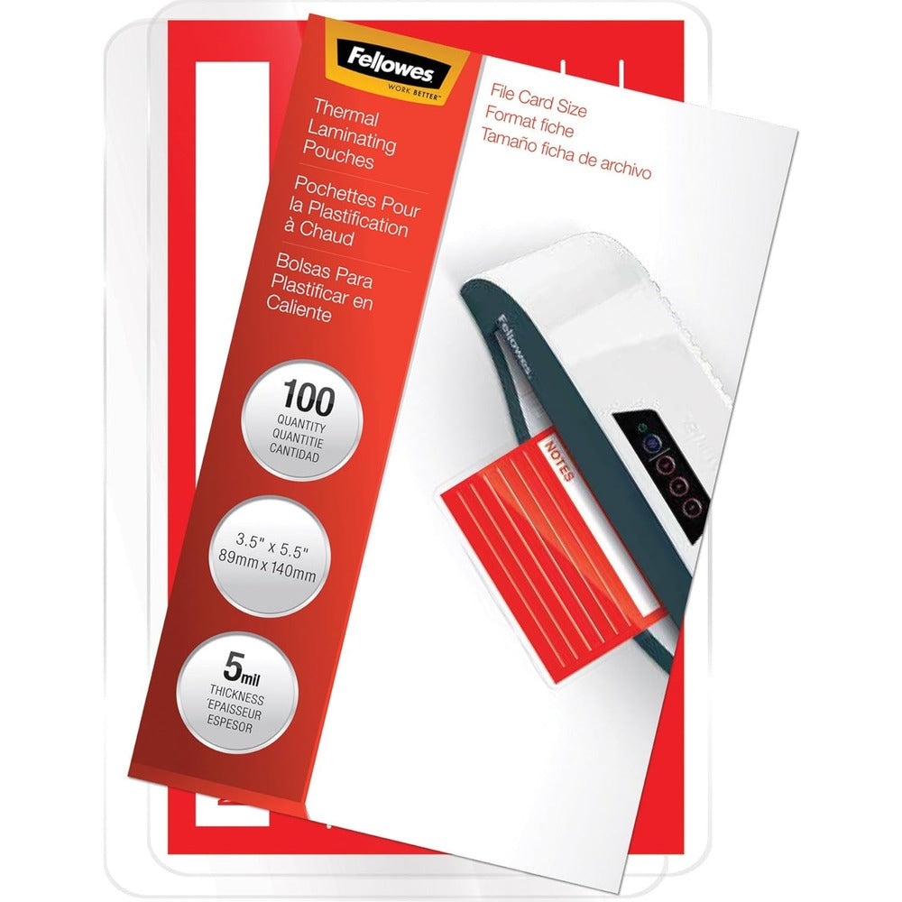 FELLOWES LAMINATING POUCHES INDEX CARD 5MIL 100PK