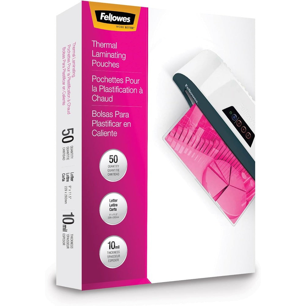 FELLOWES LAMINATING POUCHES LETTER 10MIL 50PKFELLOWES LAMINATING POUCHES LETTER 7MIL 100PK