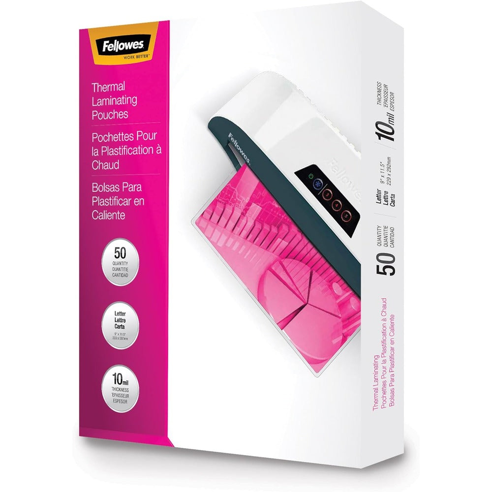 FELLOWES LAMINATING POUCHES LETTER 10MIL 50PKFELLOWES LAMINATING POUCHES LETTER 7MIL 100PK