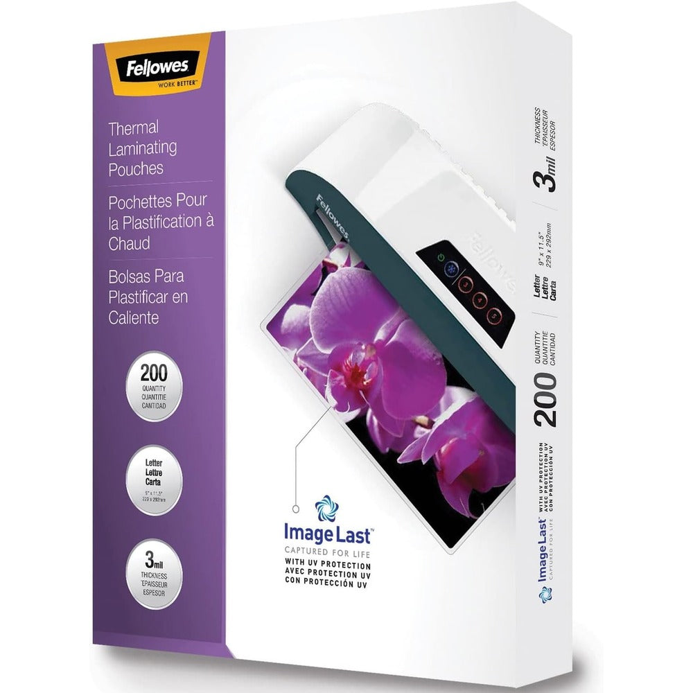 FELLOWES GLOSSY POUCHES-IMAGELAST, LTR, 3MIL, 200