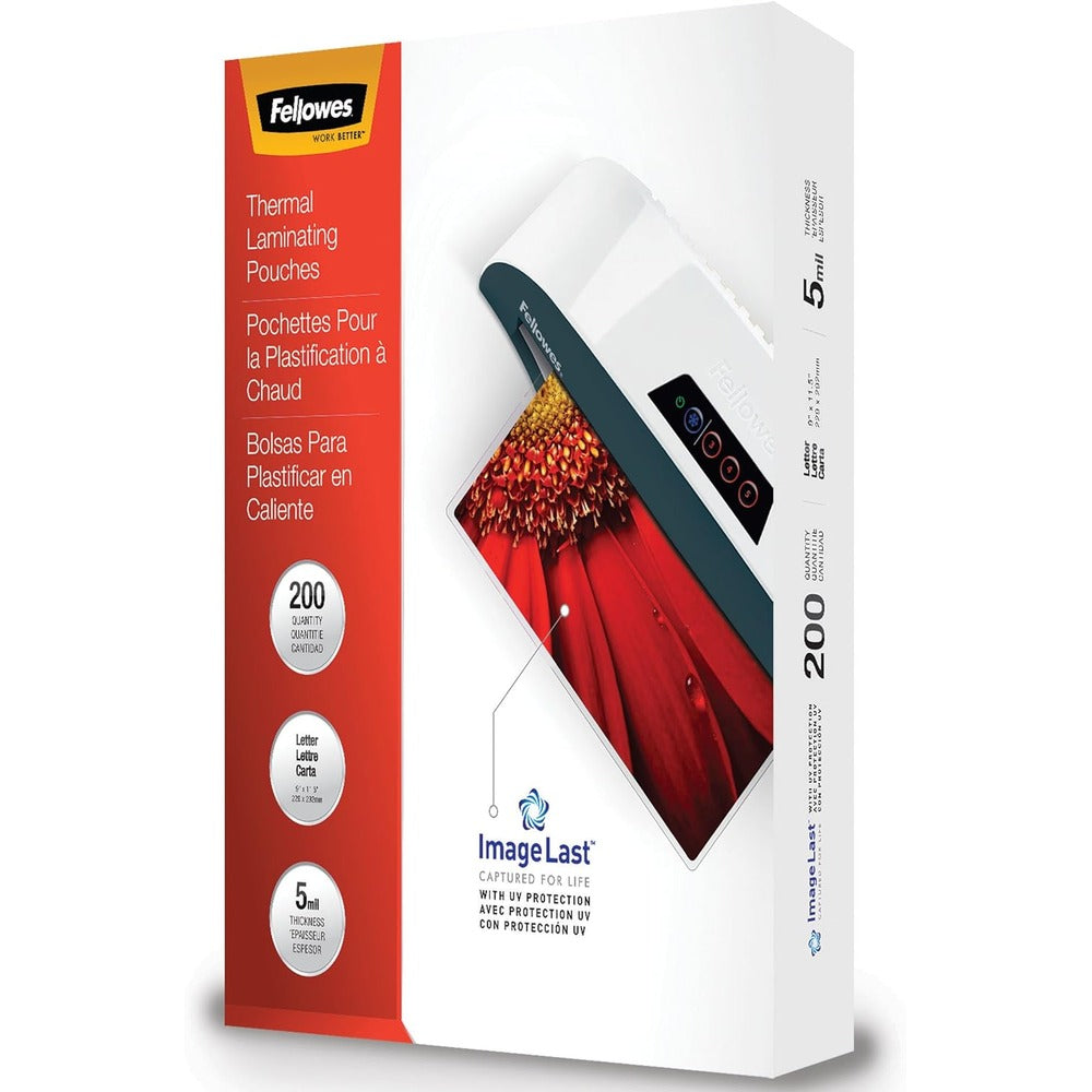 FELLOWES GLOSSY POUCHES-IMAGELAST, LETTER, 5MIL,