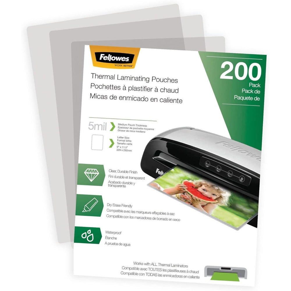 FELLOWES Laminating Pouches-Letter,5 mil,200 pack