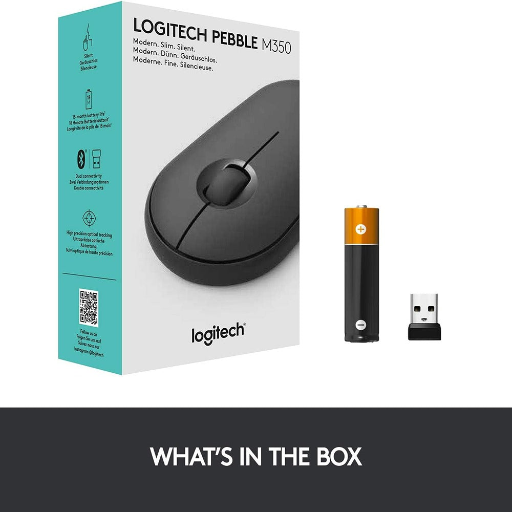 Logitech Portable Wireless Mouse M350/M355 (Graphite) Designed to be compatible with Google Pixel Go.