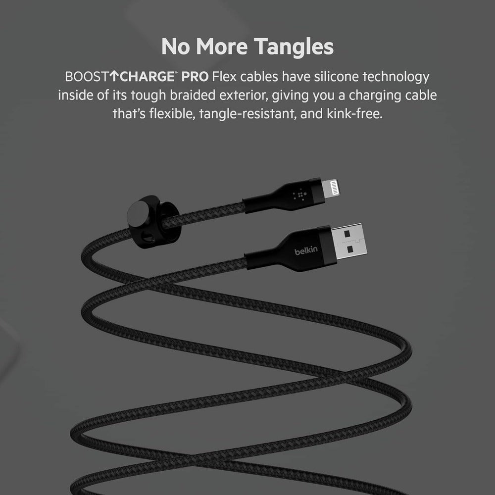 BELKIN USB-A TO LTG, BRAID SIL, 3M, BLK