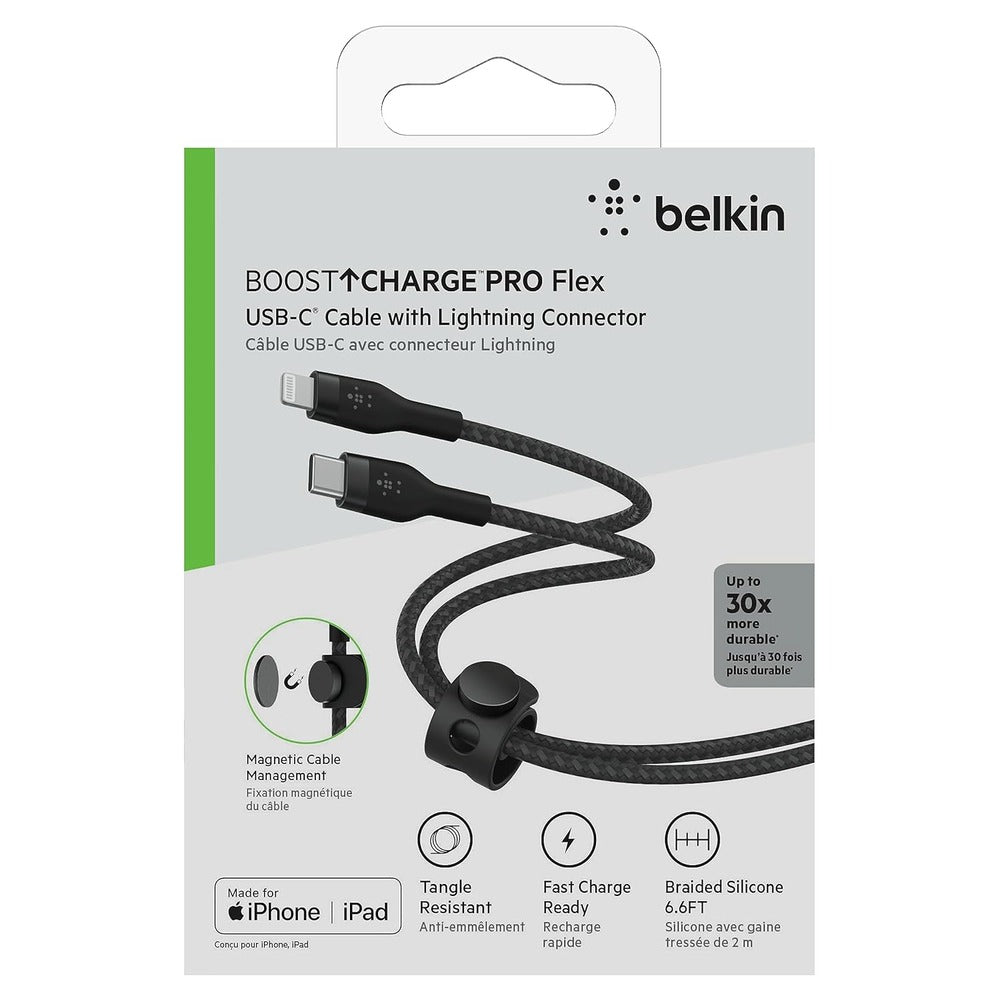 BELKIN USB-C TO LTG, BRAID SIL, 2M, BLK