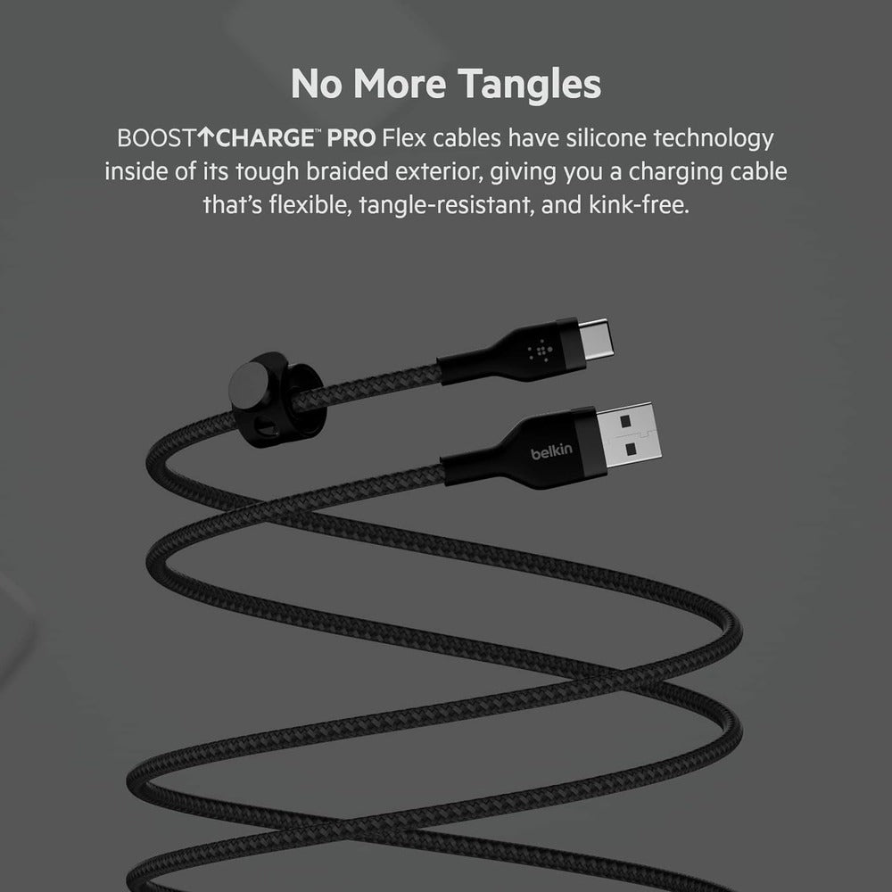 BELKIN USB-A TO USB-C, BRAID SIL, 2M, BLK