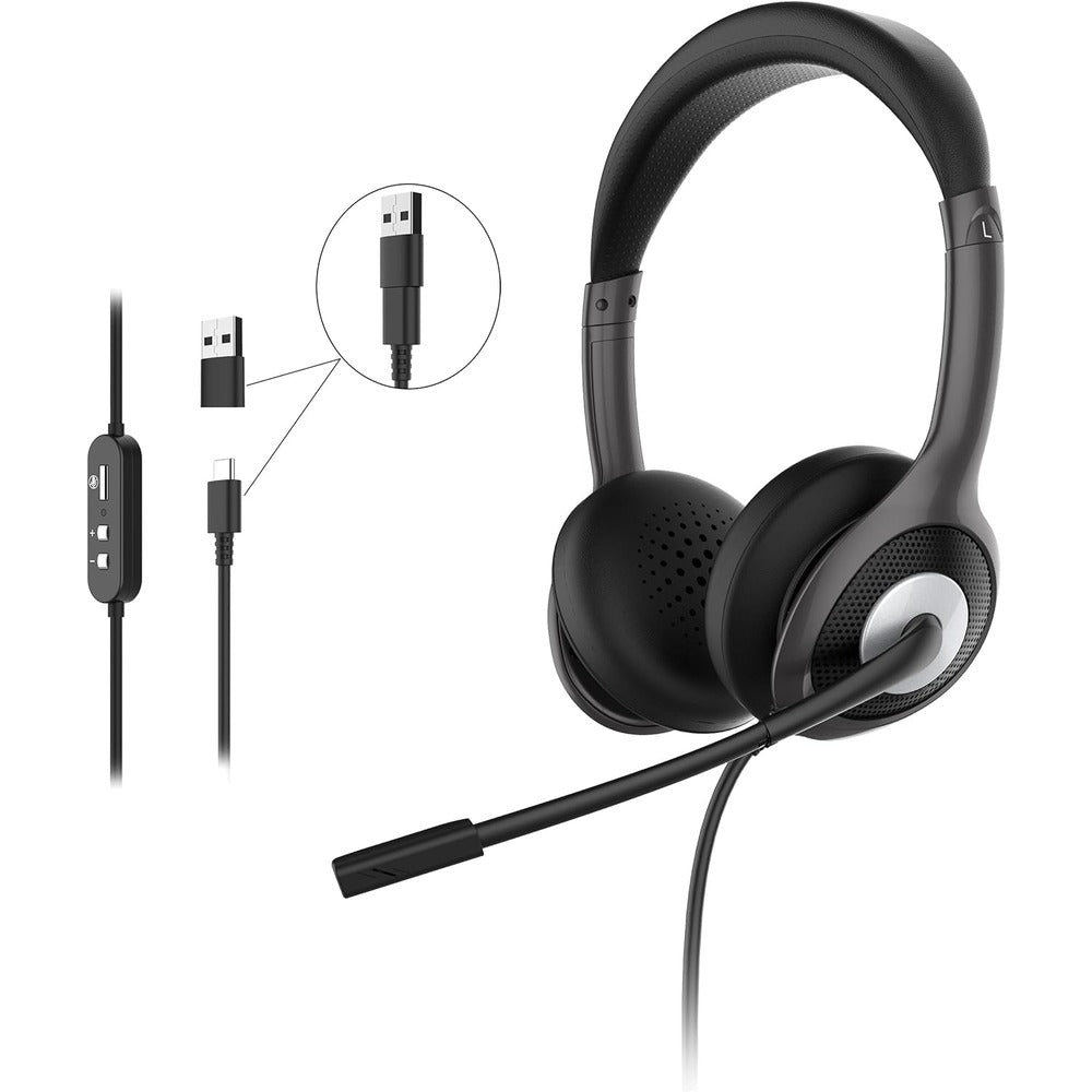 MORPHEUS 360 Morpheus 360 Connect USB Stereo Headset with Boom Microphone-Noise Reduction Mic- Memory Foam Ear Cushions-In-Line Controls-Black-HS5600SU