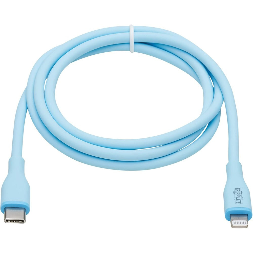 TRIPP LITE SAFE-IT USB C TO LIGHTNING SYNC/CHARGE CABLE LIGHT BLUE M/M 3FT