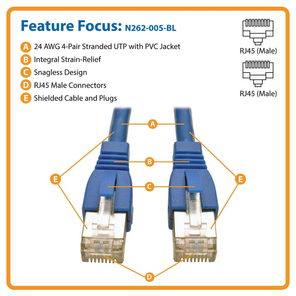 Tripplite 5FT AUG CAT6A SHIELDED PATCH CABLE M/M