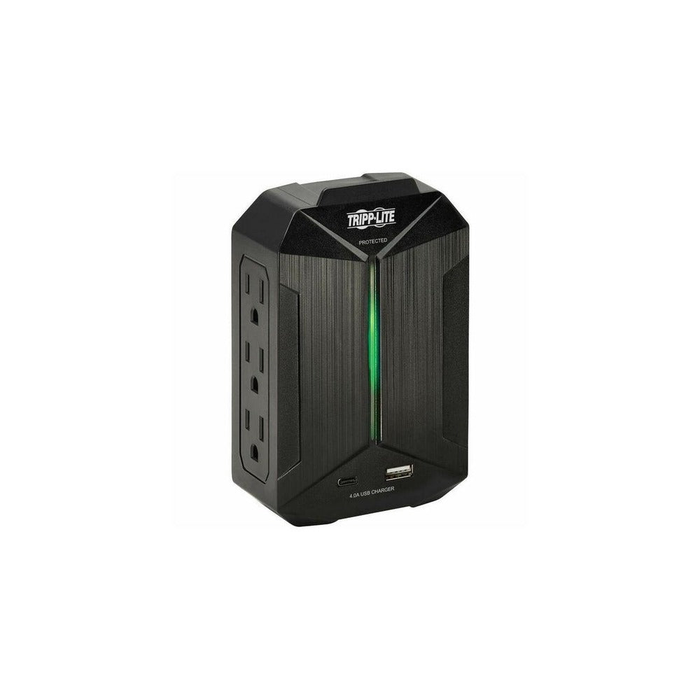 TRIPP LITE SURGE PROTECTOR 6-OUTLET 2 USB PORTS DIRECT PLUG-IN 490 JOULES BLACK