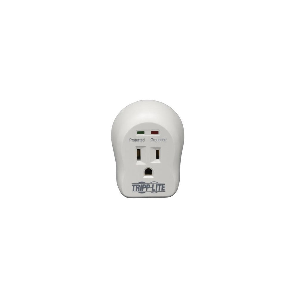 SpikeCube Series 1-Outlet Personal Surge Protector, Direct Plug-In, 600 Joules, 2 Diagnostic LEDs - Gray