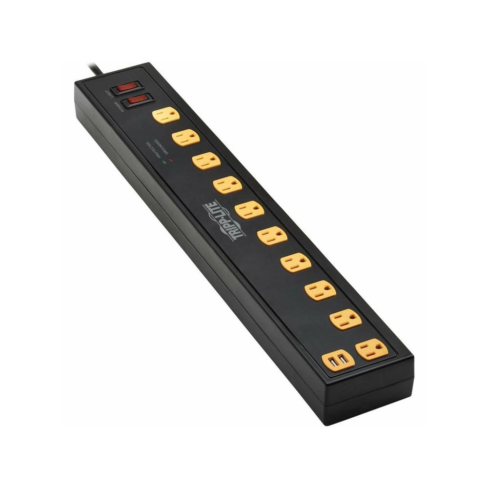 TRIPP LITE SURGE PROTECTOR 10-OUTLET W SWIVEL LIGHT BARS 2 USB PORTS 10FT CORD BLACK