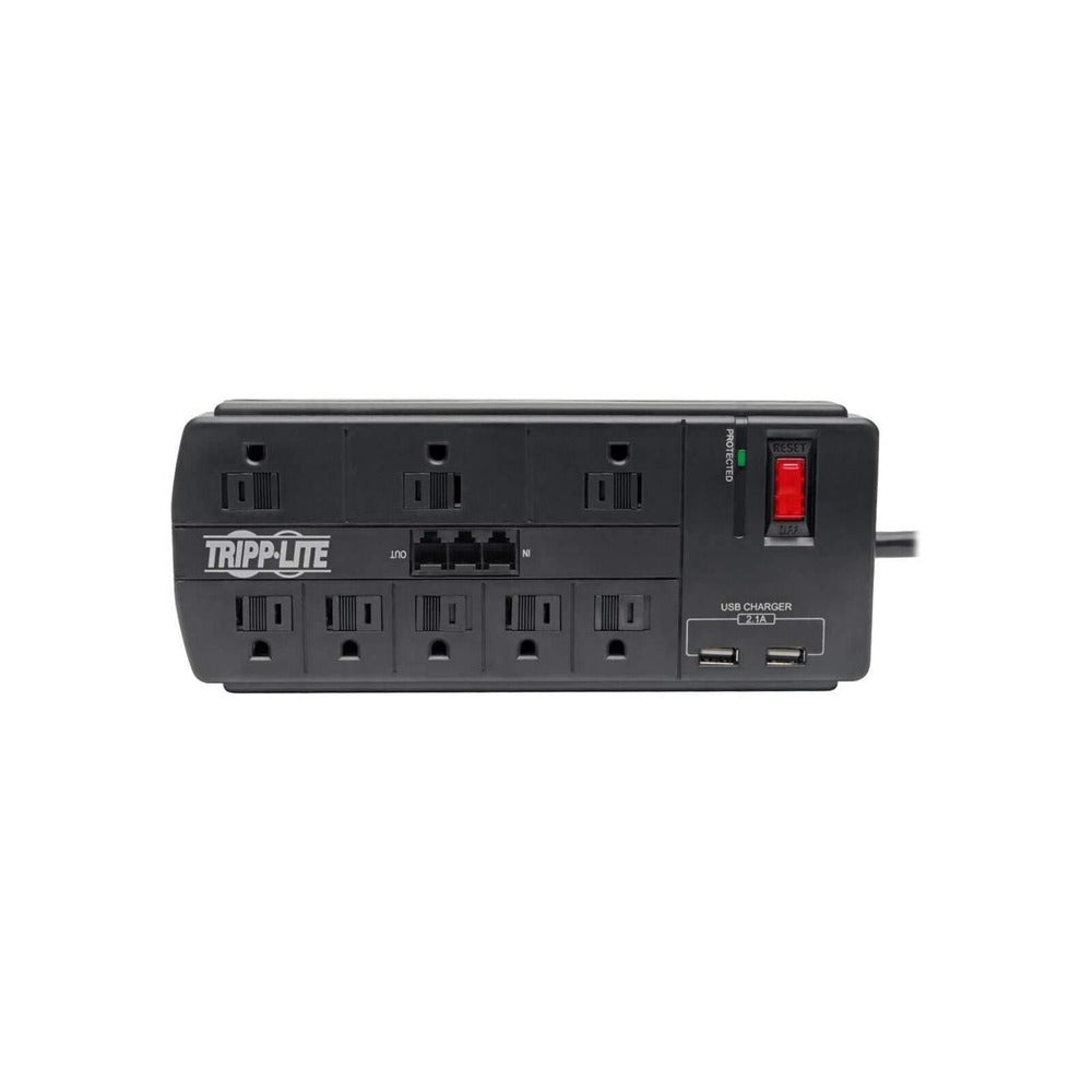 Surge Protector 8-Outlet 2 USB Charging Ports Tel/Modem 8ft Cord