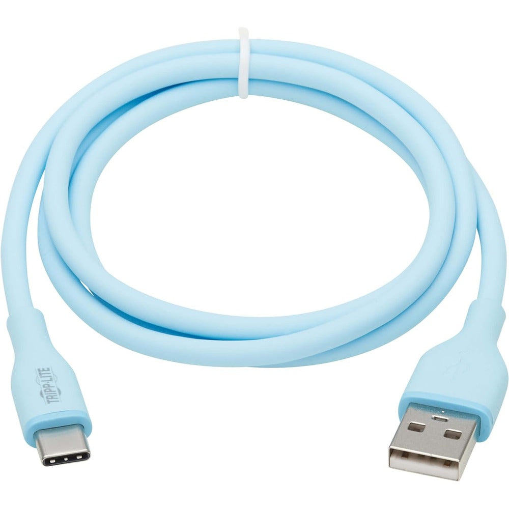 TRIPP LITE SAFE-IT USB-A TO USB C CABLE ANTIBACTERIAL LIGHT BLUE M/M 3FT