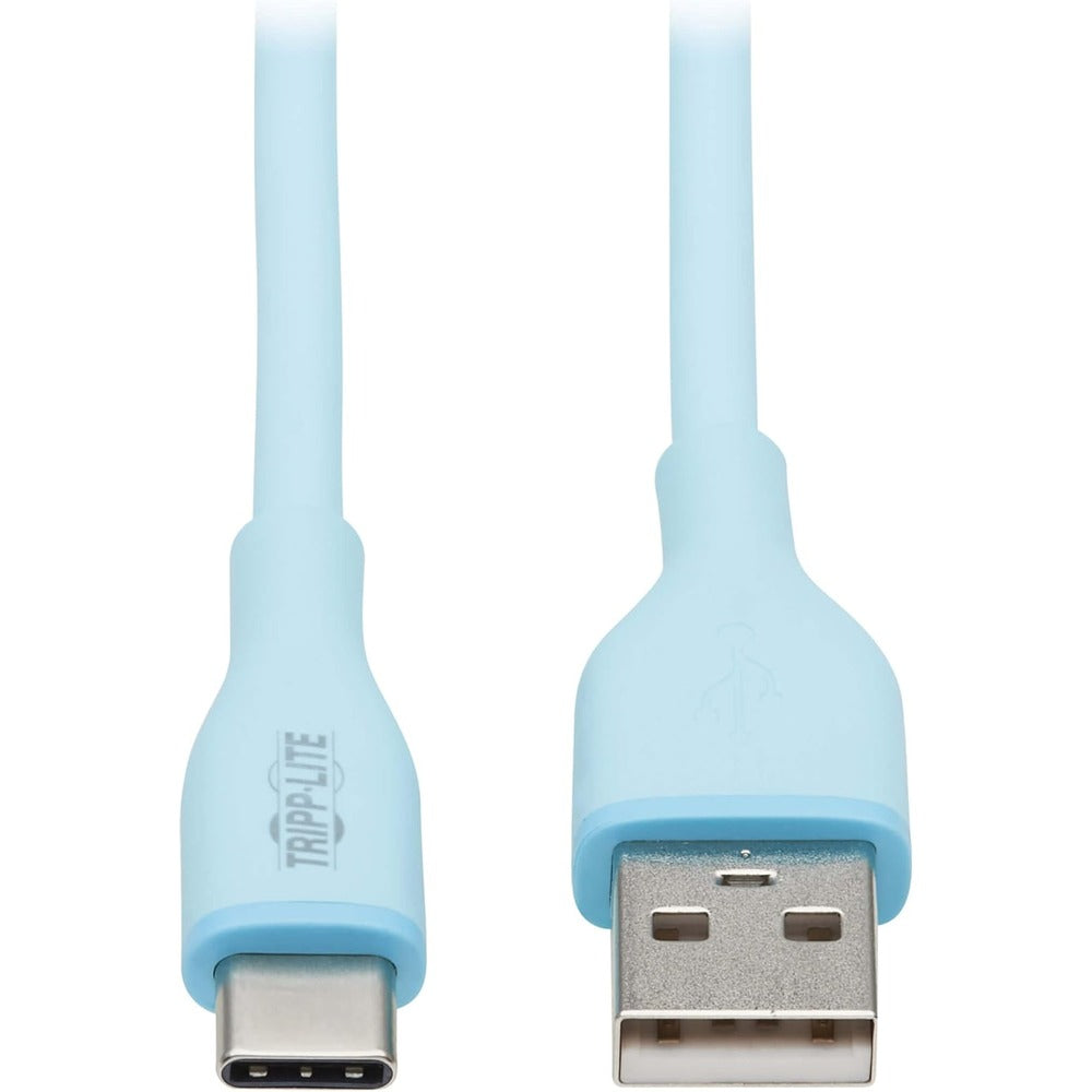 TRIPP LITE SAFE-IT USB-A TO USB C CABLE ANTIBACTERIAL LIGHT BLUE M/M 3FT