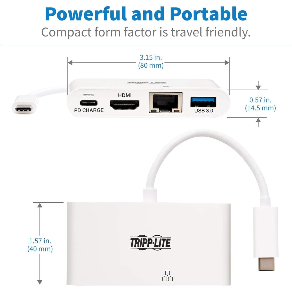 Tripplite USB C HDMI 4K ADAPTER HUB, GBE, CHARGING